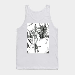 Futuristic Woman [Pencil version] Fantasy Figure Illustration Tank Top